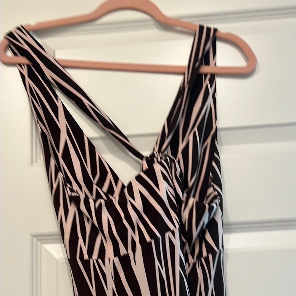 Donna Ricco Brown and Cream Halter Midi Dress - Picture 6 of 9